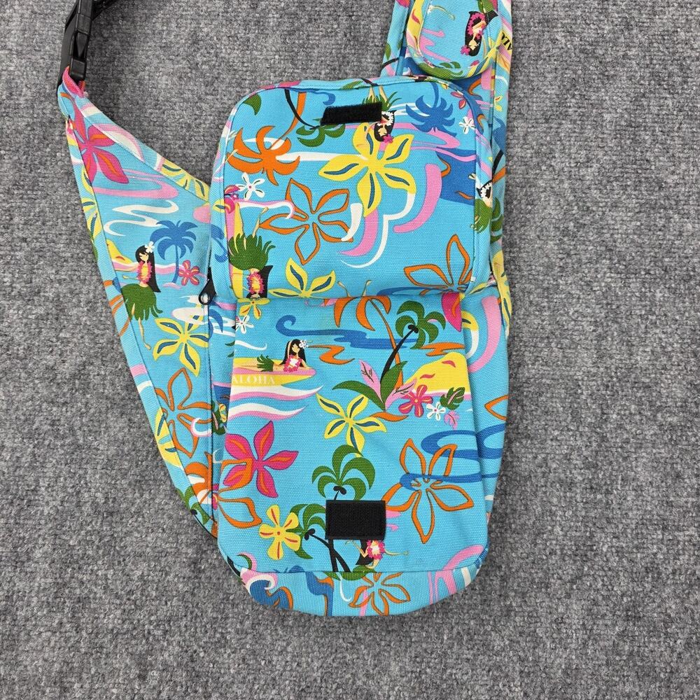 Island Aloha Wear Sling Bag Womens Medium Blue Hawaiian Crossbody Made USA - Picture 6 of 16